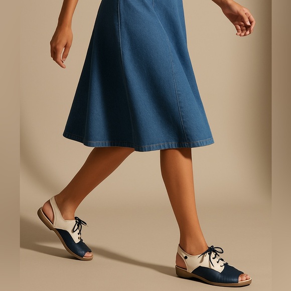 cloud Shoes - Cloud CLEONE Leather Slingback Sandals Navy/White – EU 39 - 8.5 US